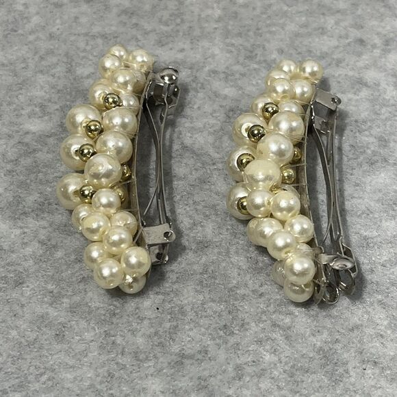 Hair Claw Clips Mix Lot of 7 Medium Pearl Barrettes Good Quality Mix Rhinestones - Picture 12 of 16